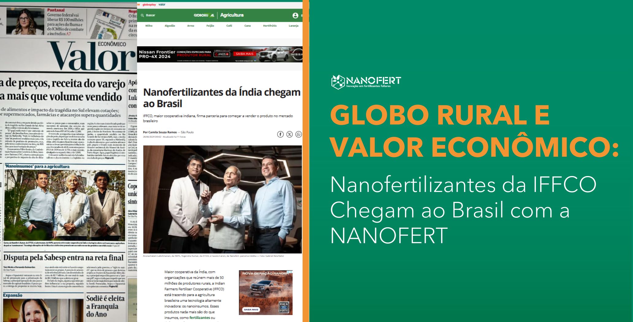 A NANOFERT, em parceria com a IFFCO, foi destaque no Valor Econômico e na Globo Rural, introduzindo tecnologias inovadoras em nanoinsumos agrícolas no Brasil. Utilizando nanotecnologia, produtos como NANO UREIA e NANO DAP aumentam a eficiência dos fertilizantes nitrogenados e fosfatados, promovendo uma agricultura mais sustentável e moderna. Com testes mostrando aumentos de produtividade e reduções nas emissões de carbono, a NANOFERT está liderando a revolução no uso de fertilizantes foliares e líquidos no campo. Acompanhe nosso blog para mais novidades sobre as aplicações da nanotecnologia na agricultura.